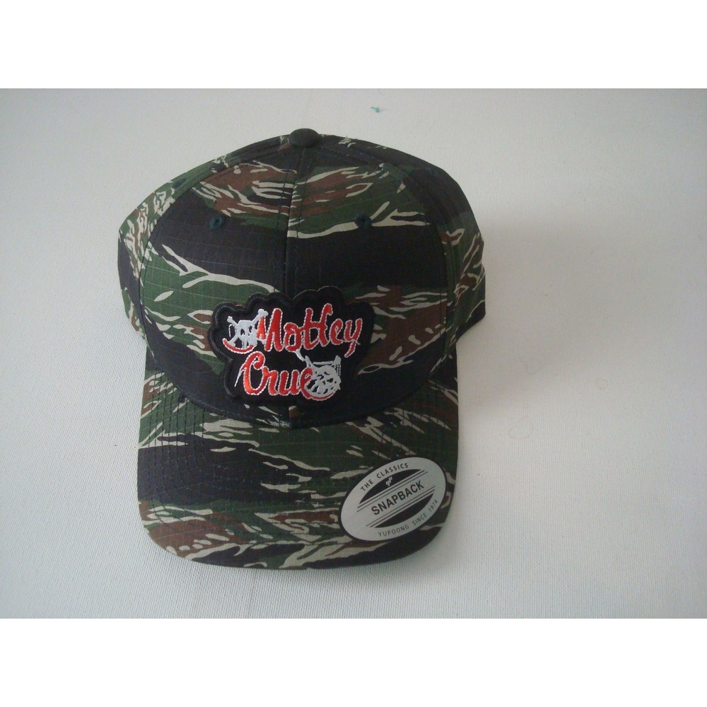MOTLEY CRUE SNAPBACK CAMO ‎ BEACH SKATE ADJUSTABLE HAT CAP DEADSTOCK  VINTAGE U3